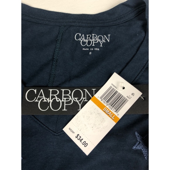 Carbon Copy Women's T Shirt  Navy Blue Star Print - Picture 4 of 4